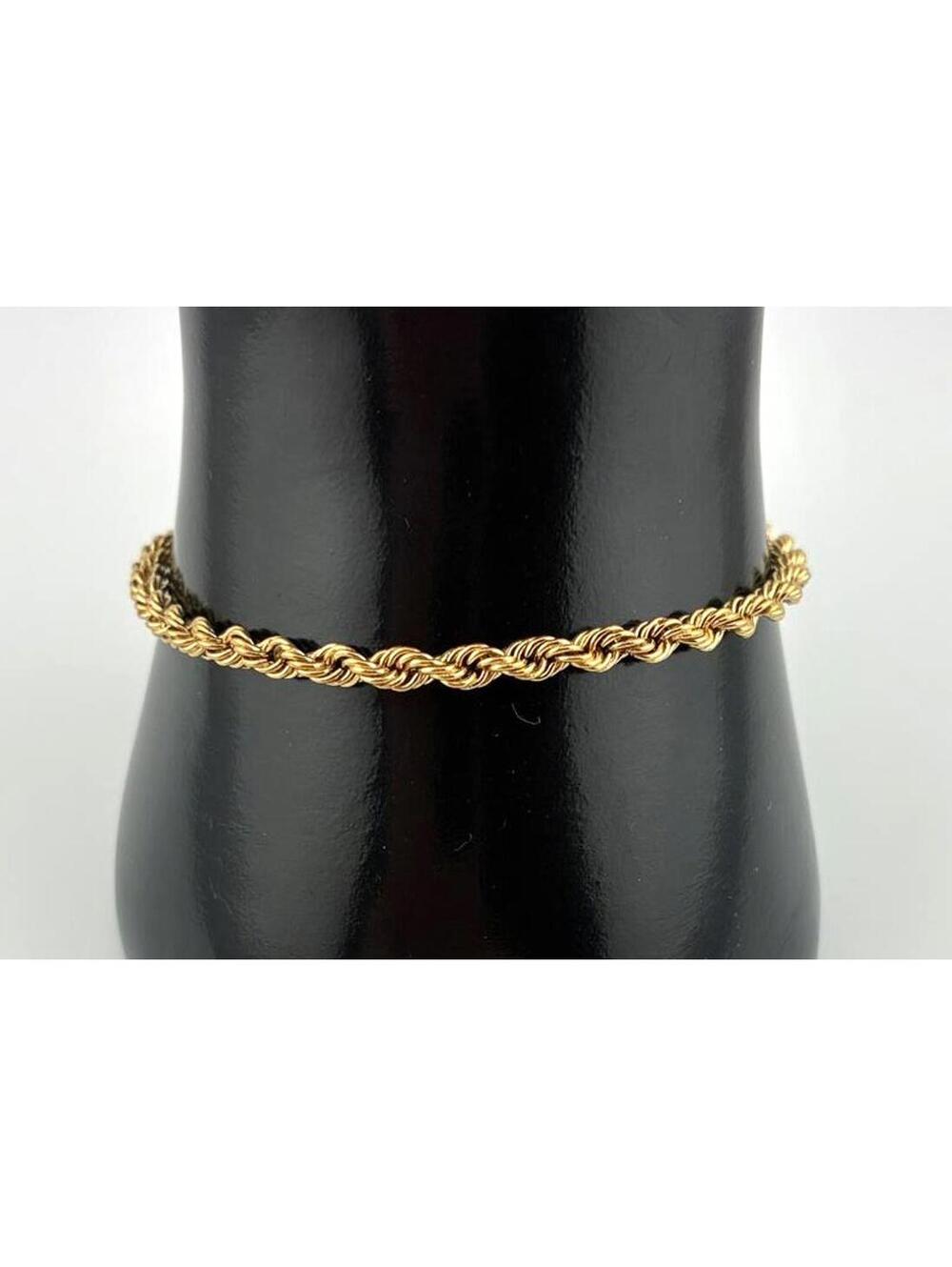 24K Heavy Gold Electroplate Rope Chain Bracelet 7"